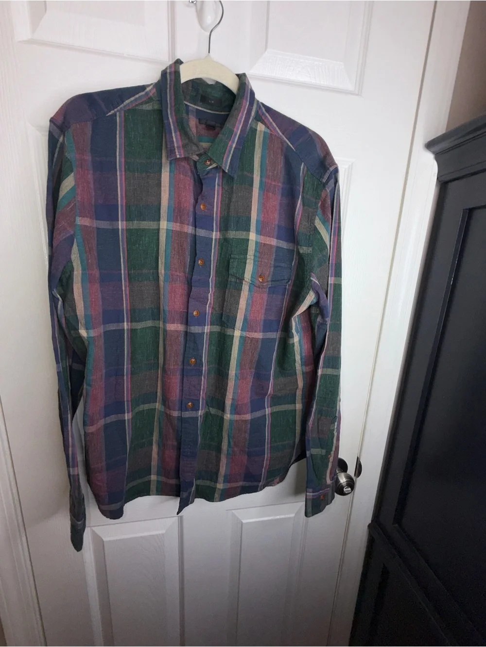 J.Crew Mens Large Long Sleeve Button Up Shirt Slim Fit L Plaid Cotton Casual